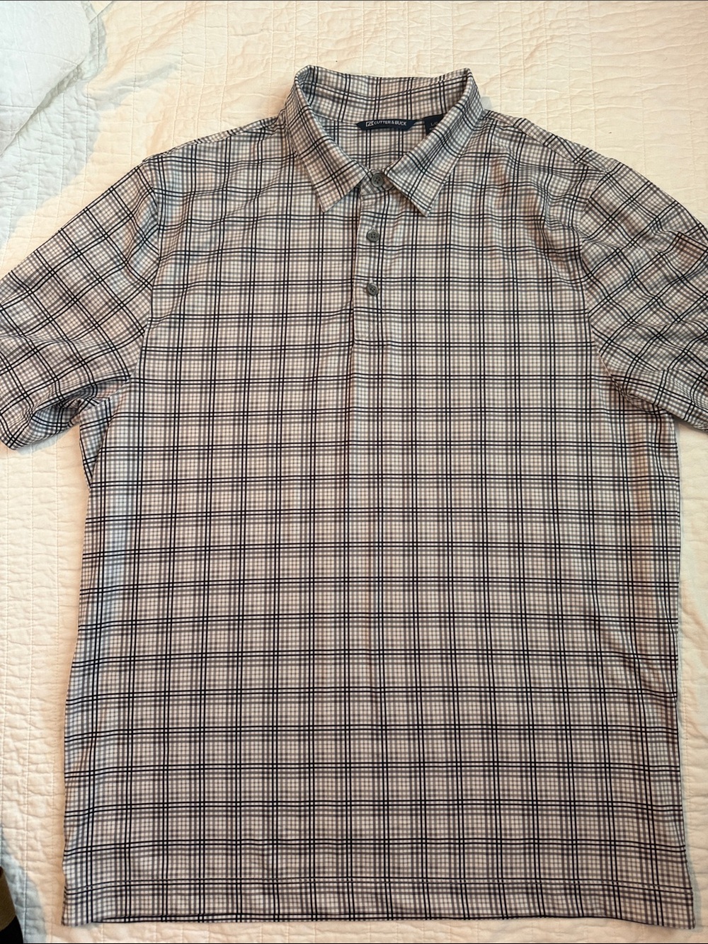 Cutter & Buck Plaid Short-Sleeve Polo - Navy & White